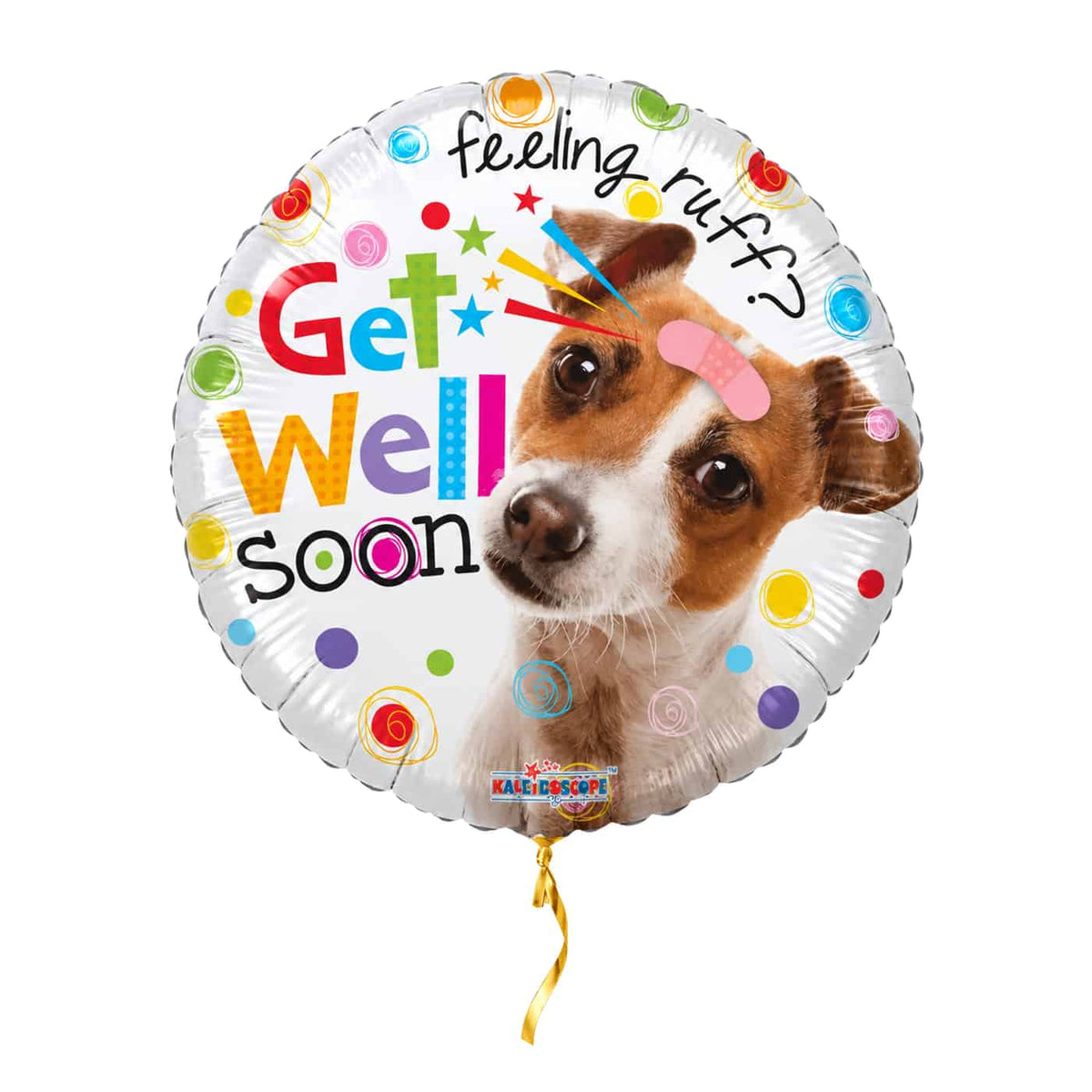 Feeling Ruff? Get Well Soon – met helium gevuld, met gouden lint
