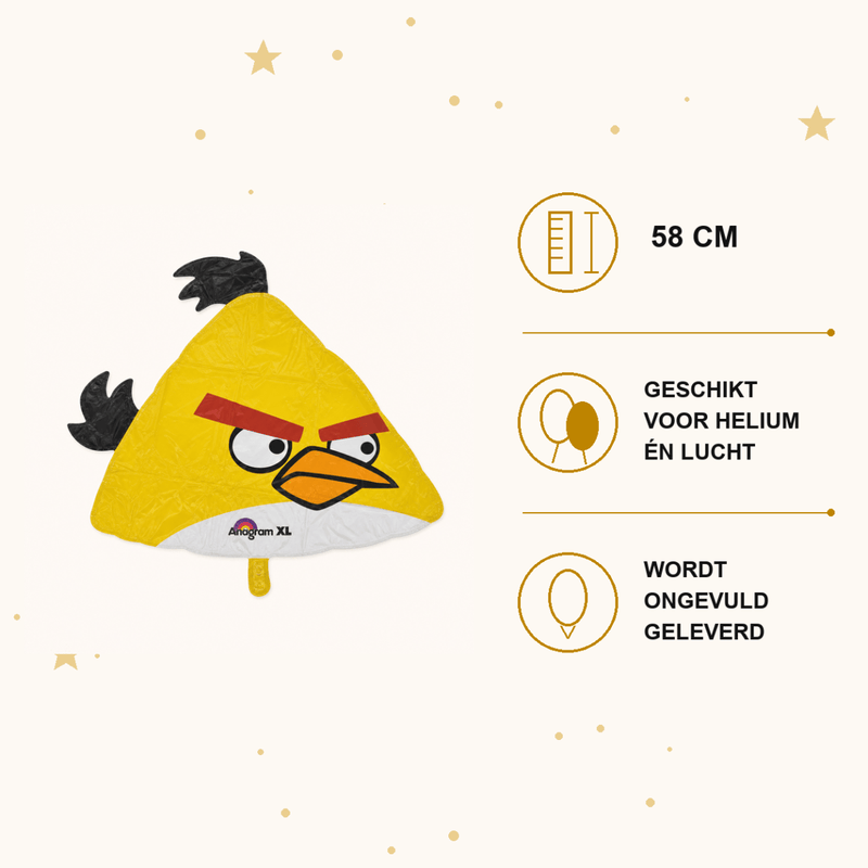 Folie Ballon Angry Birds Gele Vogel - 58 cm - Ballonnenshop.nl
