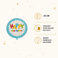 Folie Ballon Happy Birthday Ballonnen - 45 cm - Ballonnenshop.nl