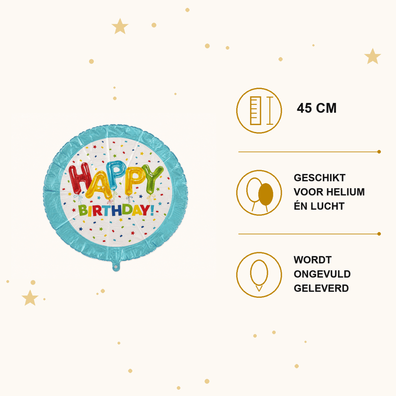 Folie Ballon Happy Birthday Ballonnen - 45 cm - Ballonnenshop.nl