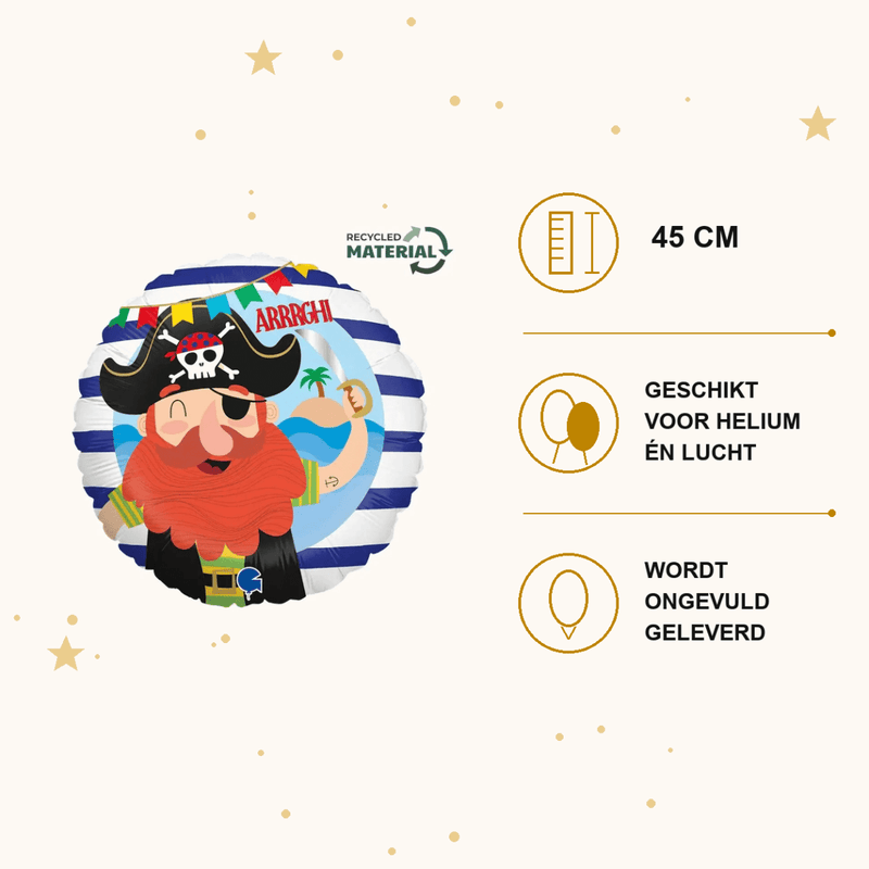 Folie Ballon Piraat - 45 cm - Ballonnenshop.nl