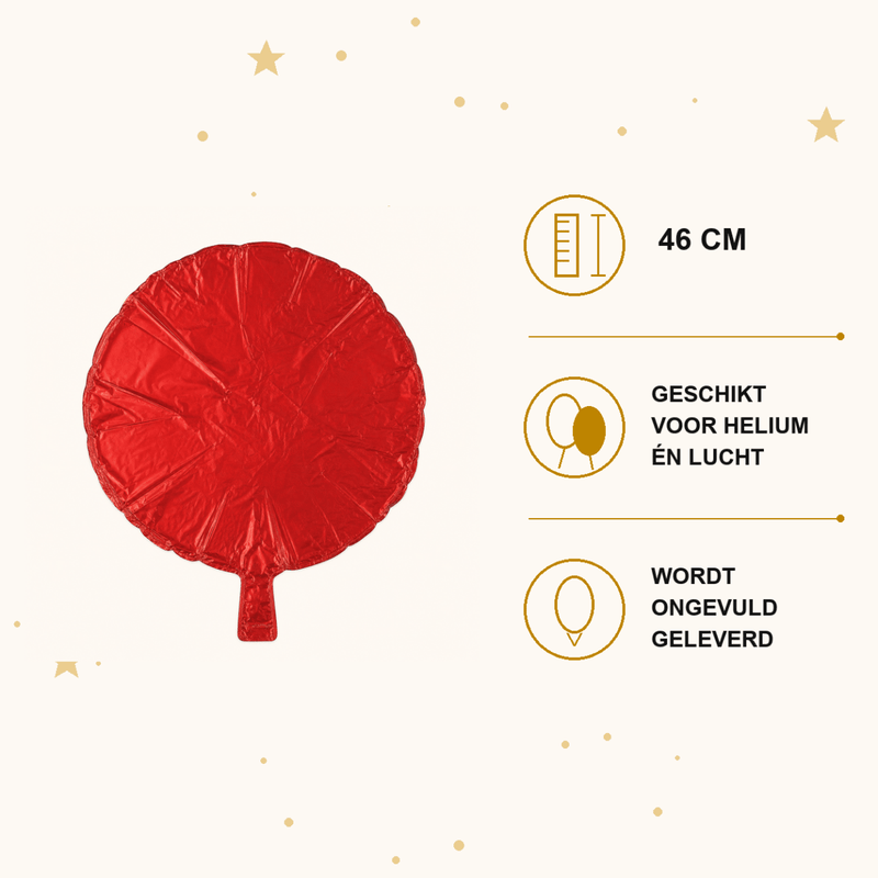 Folie Ballon Rond Rood - 46 cm - Ballonnenshop.nl