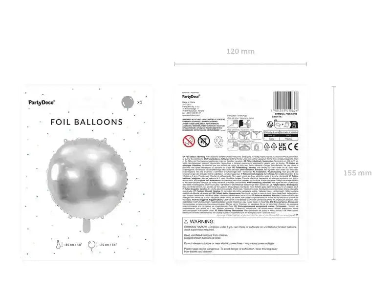 Folie Ballon Rond Zilver 45 cm - Ballonnenshop.nl