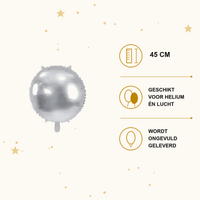 Folie Ballon Rond Zilver 45 cm - Ballonnenshop.nl