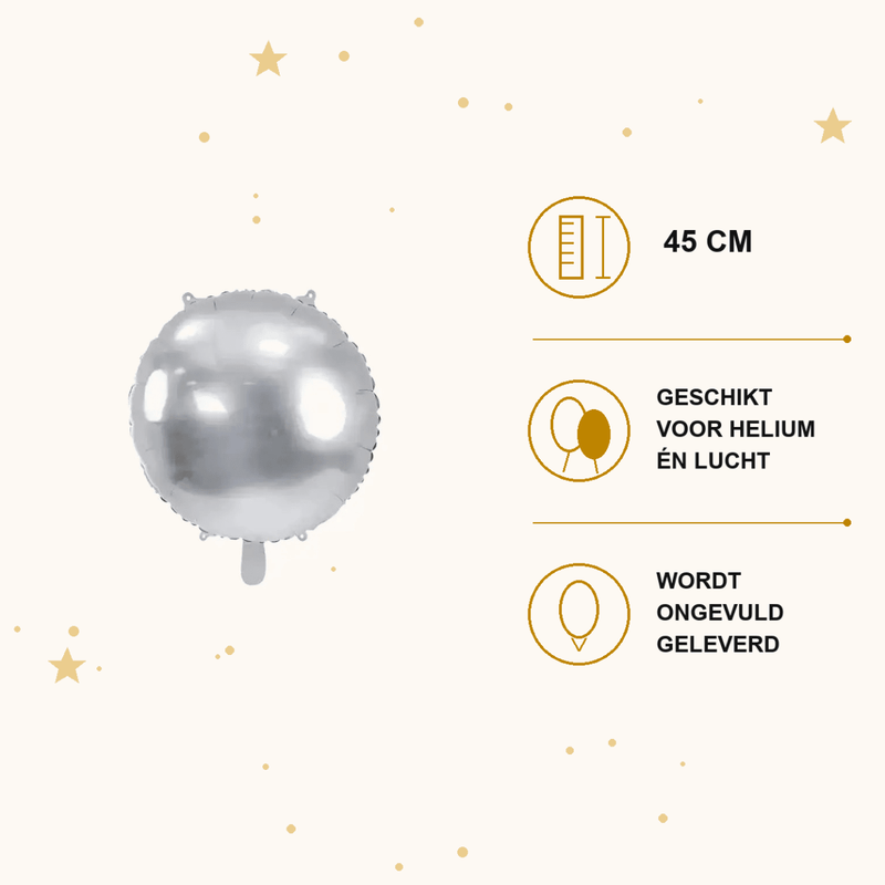 Folie Ballon Rond Zilver 45 cm - Ballonnenshop.nl