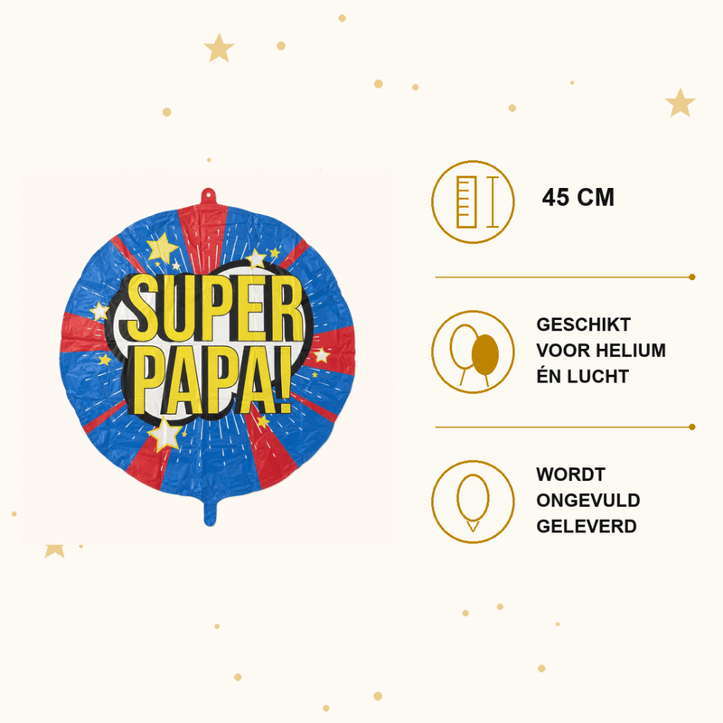Folie Ballon Super Papa - 45 cm - Ballonnenshop.nl