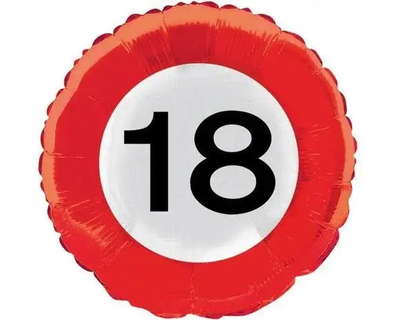 Folie Ballon Verkeersbord 18 Jaar - 45 cm - Ballonnenshop.nl