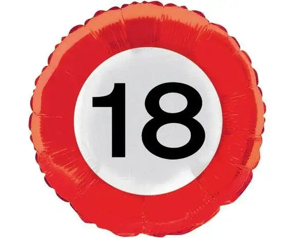 Folie Ballon Verkeersbord 18 Jaar - 45 cm - Ballonnenshop.nl