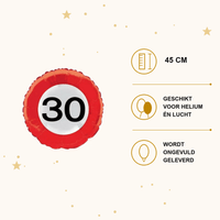Folie Ballon Verkeersbord 30 Jaar - 45 cm - Ballonnenshop.nl