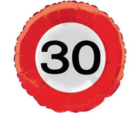 Folie Ballon Verkeersbord 30 Jaar - 45 cm - Ballonnenshop.nl