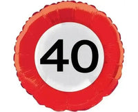 Folie Ballon Verkeersbord 40 Jaar - 45 cm - Ballonnenshop.nl