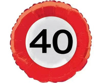 Folie Ballon Verkeersbord 40 Jaar - 45 cm - Ballonnenshop.nl