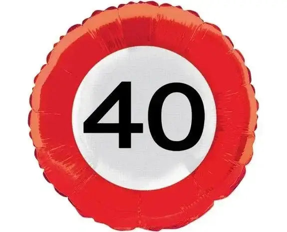 Folie Ballon Verkeersbord 40 Jaar - 45 cm - Ballonnenshop.nl