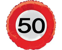 Folie Ballon Verkeersbord 50 Jaar - 45 cm - Ballonnenshop.nl