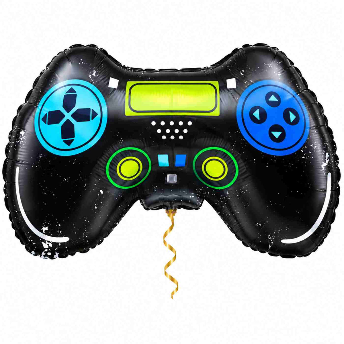 Game Controller Helium Ballon met dun metallic gouden lint op witte achtergrond – Ballonnenshop.nl