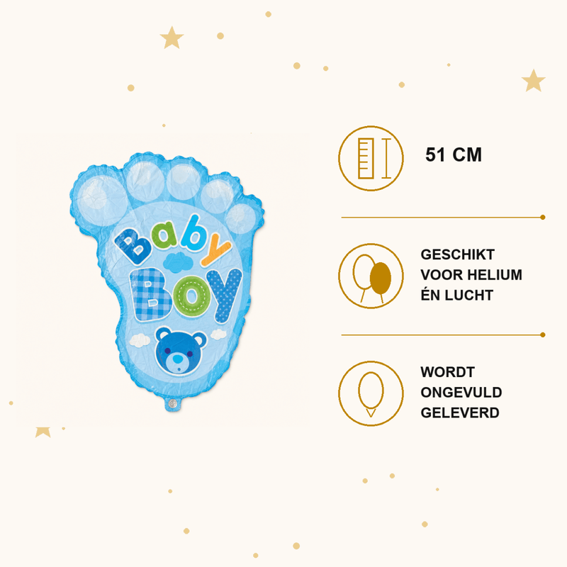 Geboorte Baby Boy Voet Folie Ballon - 51 cm - Ballonnenshop.nl