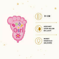 Geboorte Baby Girl Voet Folie Ballon - 51 cm - Ballonnenshop.nl