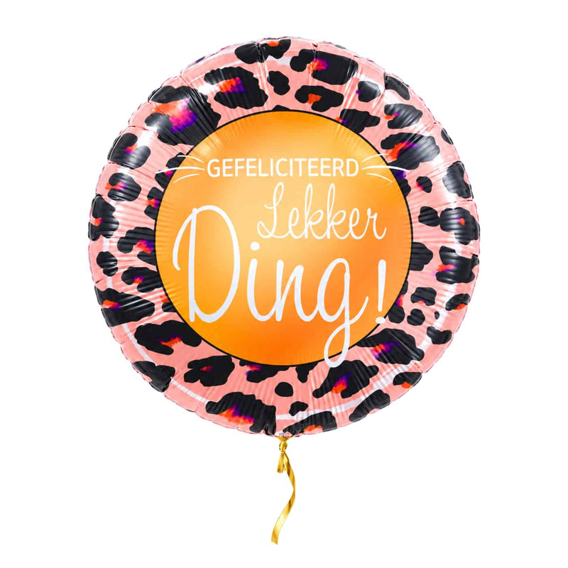 Gefeliciteerd Lekker Ding Ballon met helium en gouden lint