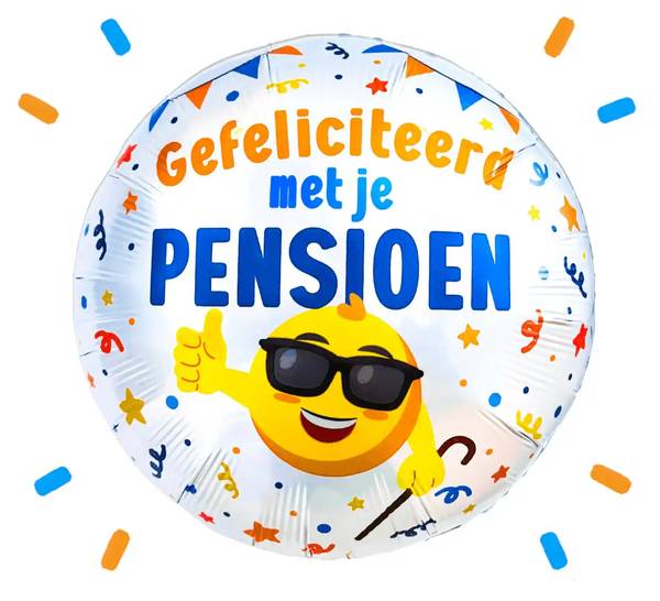 Gefeliciteerd Met Je Pensioen Helium Ballon - Gevuld Met Helium - 46 cm - Ballonnenshop.nl