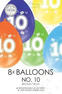 Gekleurde Ballonnen 10 jaar - 8 stuks - 30 cm - Ballonnenshop.nl