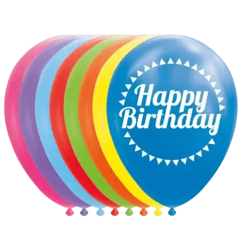 Gekleurde Ballonnen Happy Birthday - 8 stuks - 30 cm - Ballonnenshop.nl