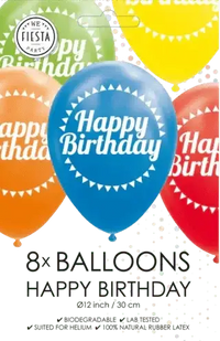 Gekleurde Ballonnen Happy Birthday - 8 stuks - 30 cm - Ballonnenshop.nl