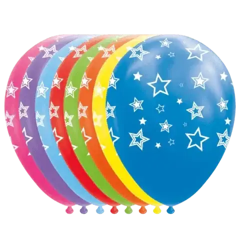 Gekleurde Ballonnen Sterren - 8 stuks - 30 cm - Ballonnenshop.nl