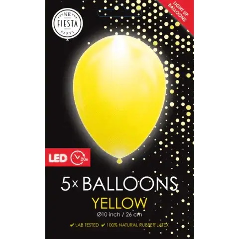 Gele Led Ballonnen - 5 stuks - 25 cm - Ballonnenshop.nl