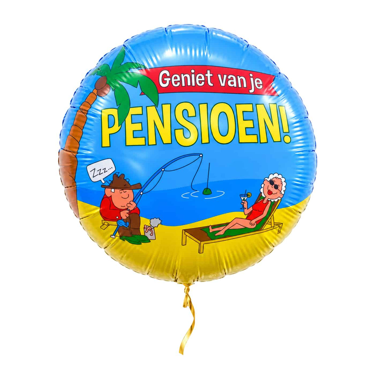 Geniet Van Je Pensioen Ballon – met helium gevuld, met gouden lint