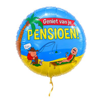 Geniet Van Je Pensioen Ballon – met helium gevuld, met gouden lint