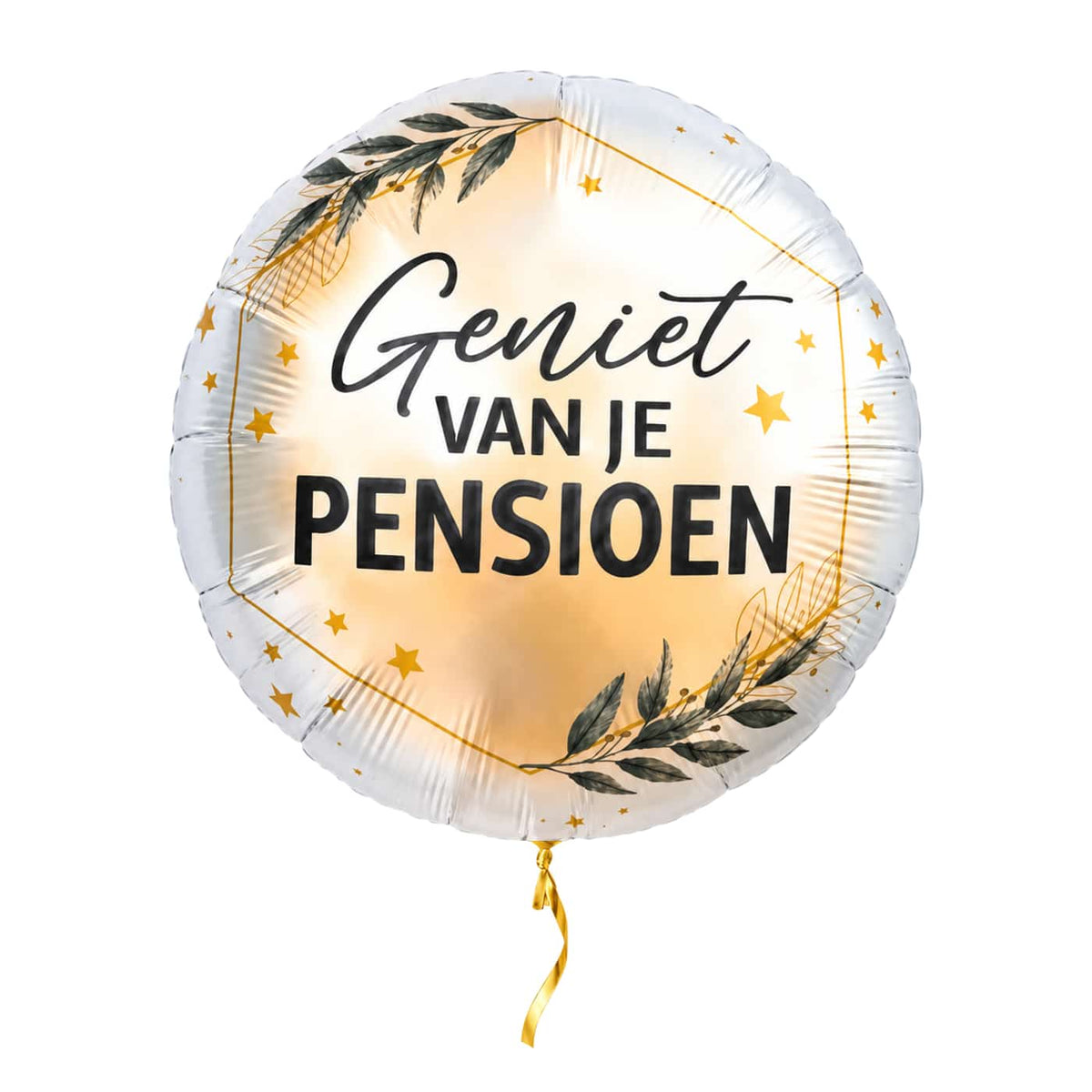 Geniet Van Je Pensioen Ballon – met helium gevuld, met gouden lint