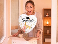 Geslaagd Champagne Hart Ballon - Gevuld Met Helium - 46 cm - Ballonnenshop.nl