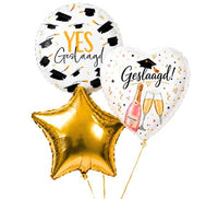 Geslaagd Champagne Hart Ballonnentros - Gevuld Met Helium - 45 cm - Ballonnenshop.nl