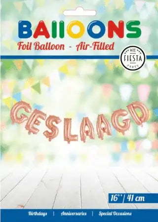 Geslaagd Letter Ballonnen Rose Goud 41 cm - Ballonnenshop.nl