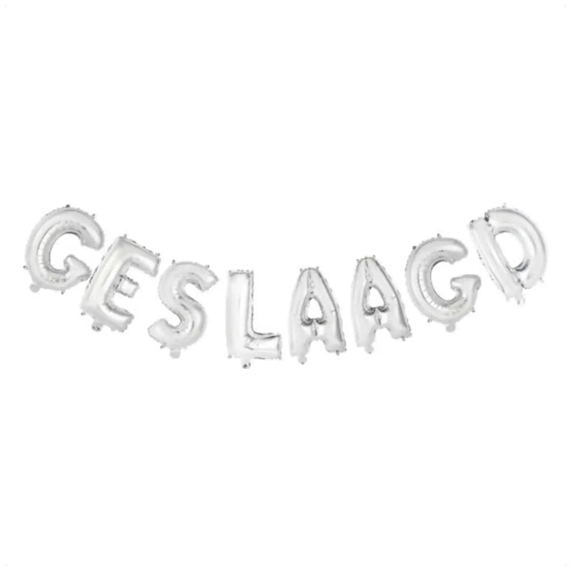 Geslaagd Letter Ballonnen Zilver 41 cm - Ballonnenshop.nl