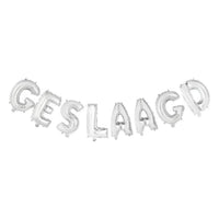 Geslaagd Letter Ballonnen Zilver 41 cm - Ballonnenshop.nl