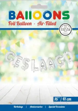 Geslaagd Letter Ballonnen Zilver 41 cm - Ballonnenshop.nl