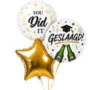 Geslaagd Proost Trosje Helium Ballonnen - Gevuld Met Helium - 45 cm - Ballonnenshop.nl