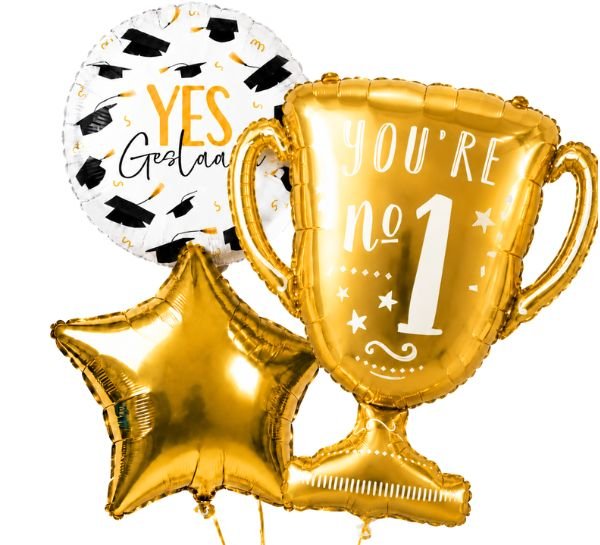 Geslaagd Trofee Ballonnentros - Gevuld Met Helium - 84 cm - Ballonnenshop.nl