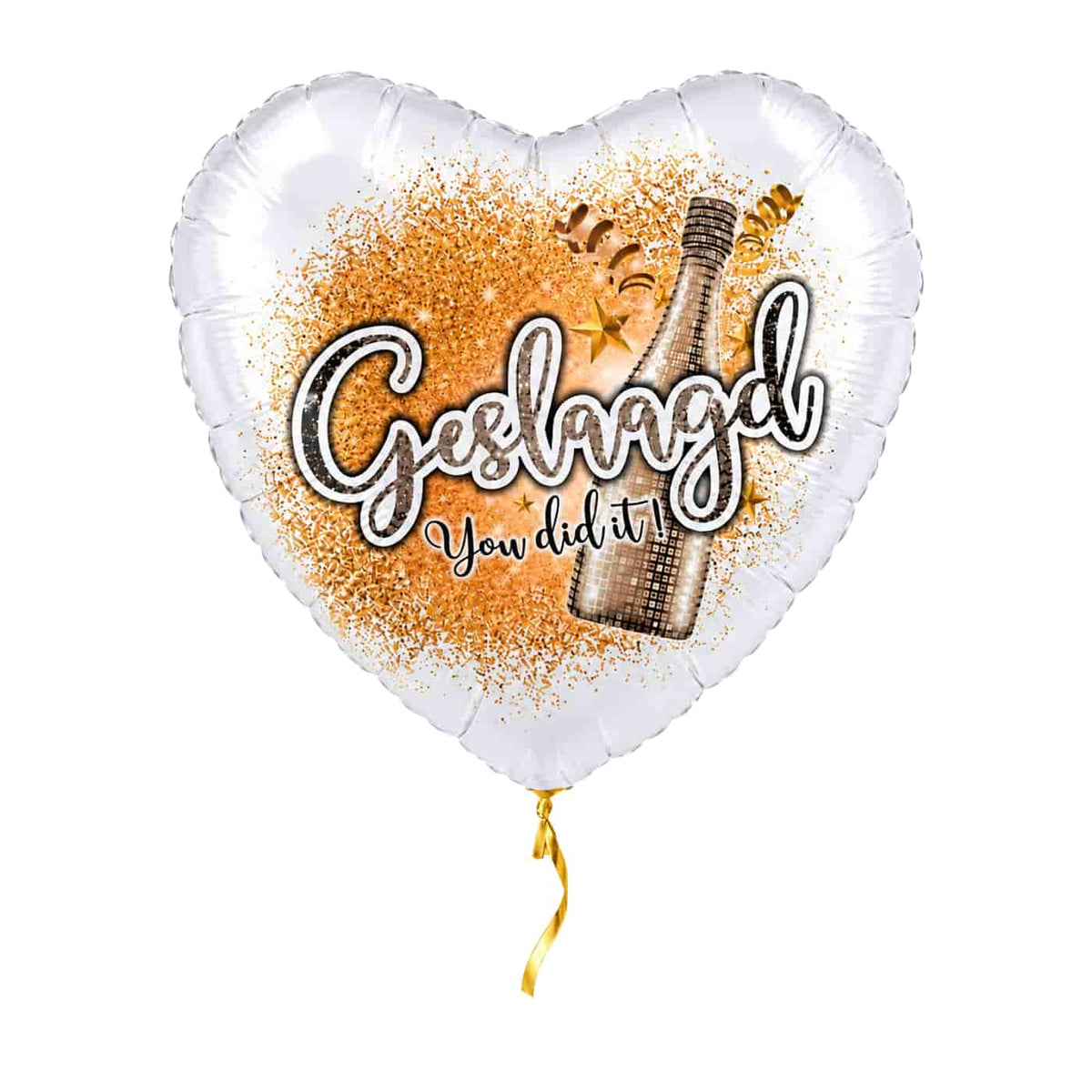 Geslaagd You Did It Helium Ballon – met helium gevuld, met gouden lint