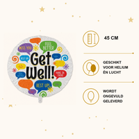 Get Well Berichten Folie Ballon - 45 cm - Ballonnenshop.nl