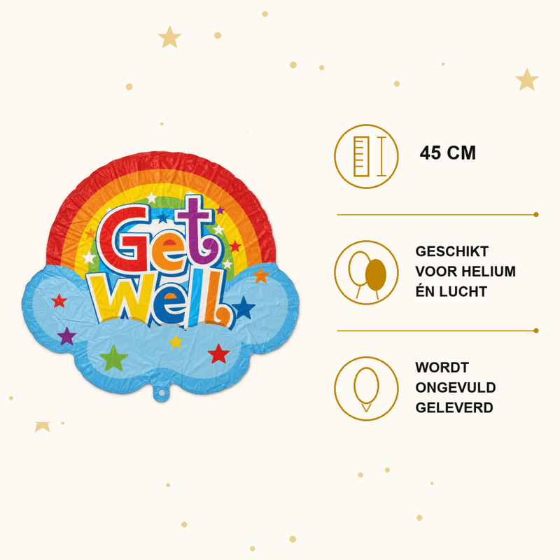 Get Well Folie Ballon - 45 cm - Ballonnenshop.nl