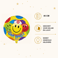 Get Well Smileys Folie Ballon - 46 cm - Ballonnenshop.nl