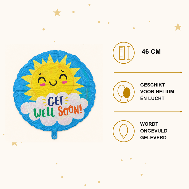 Get Well Soon Zon Folie Ballon - 46 cm - Ballonnenshop.nl