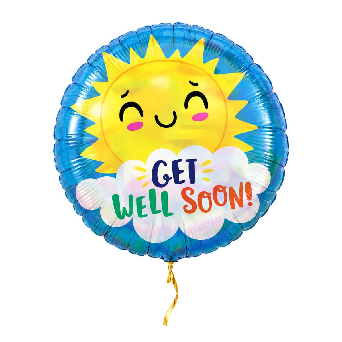Get Well Soon Zon Helium Ballon – met helium gevuld, met gouden lint