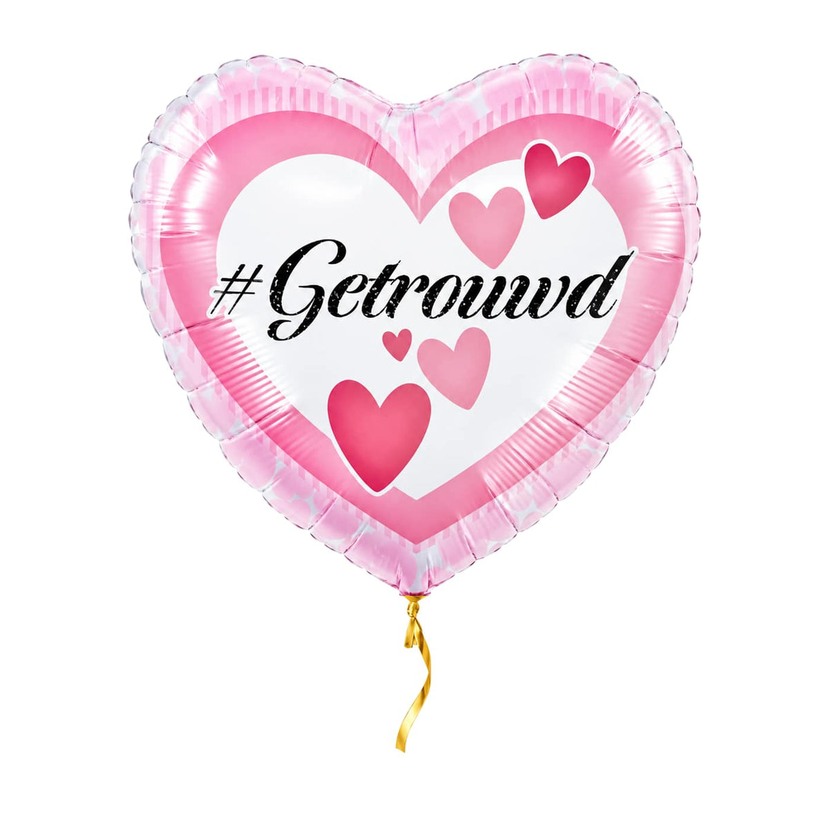 Getrouwd Helium Ballon – met helium gevuld, met gouden lint