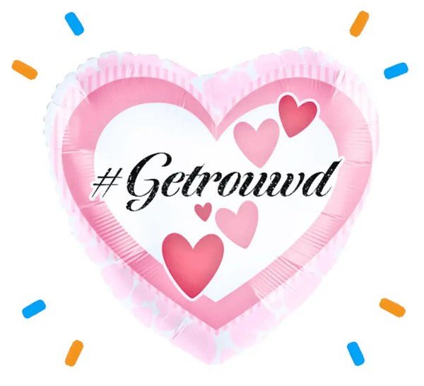  Getrouwd Helium Ballon Gevuld Met Helium - 46 cm - Ballonnenshop.nl