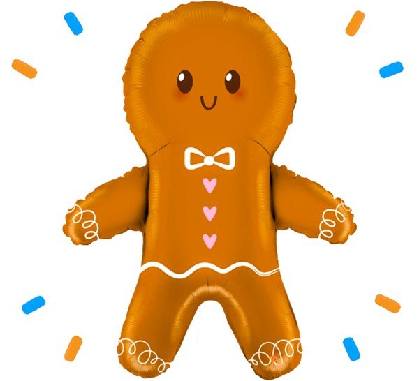 Gingerbread Mannetje Helium Ballon - Gevuld Met Helium - 72 cm - Ballonnenshop.nl