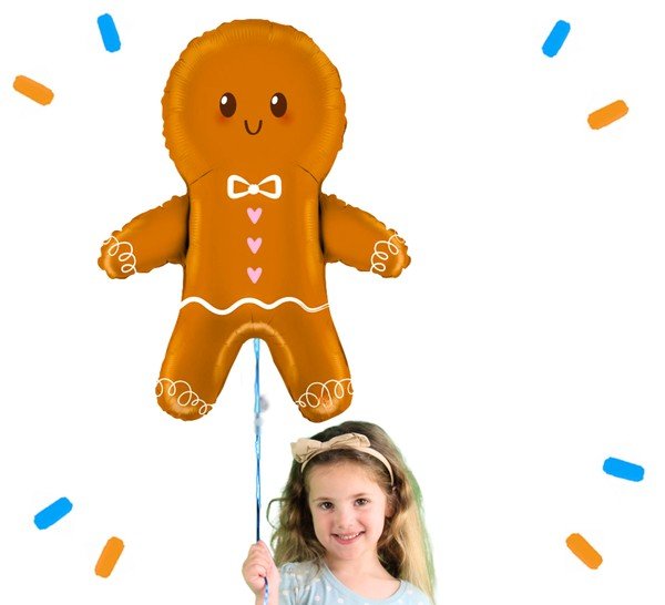 Gingerbread Mannetje Helium Ballon - Gevuld Met Helium - 72 cm - Ballonnenshop.nl