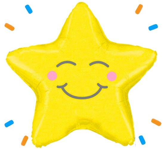 Glimlachende Ster Helium Ballon - Gevuld Met Helium - 64 cm - Ballonnenshop.nl